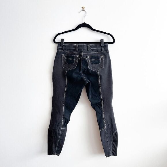 Elation Denim Womens Full Seat Riding Wear Breeches Suede Grip Pant Black 30R - Picture 3 of 12